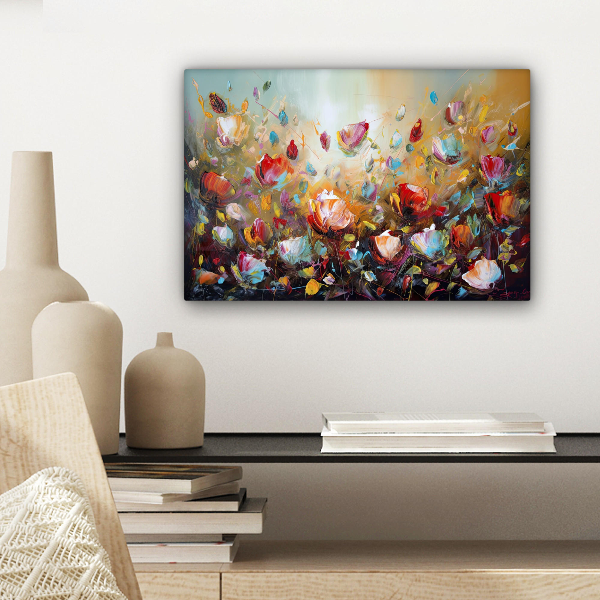 LEINWANDBILD Blumen - Kunst - Natur - Ölgemälde 30x20 cm - Multicolor, Textil (30/20cm) - MuchoWow