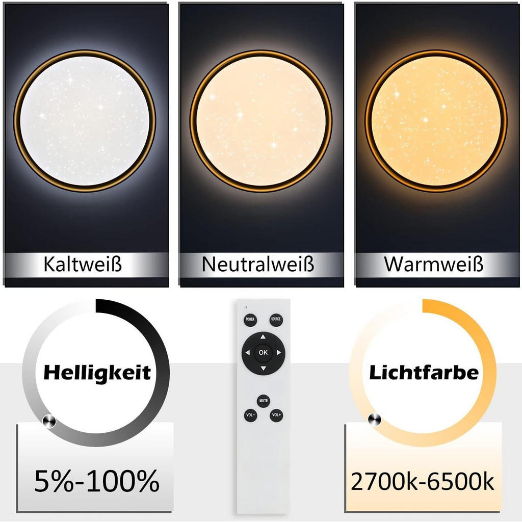 Thumbnail - Nettlife Led-Deckenleuchte, Schwarz, Metall, 40x6x40 cm, Lampen & Leuchten, Innenbeleuchtung, Deckenleuchten
