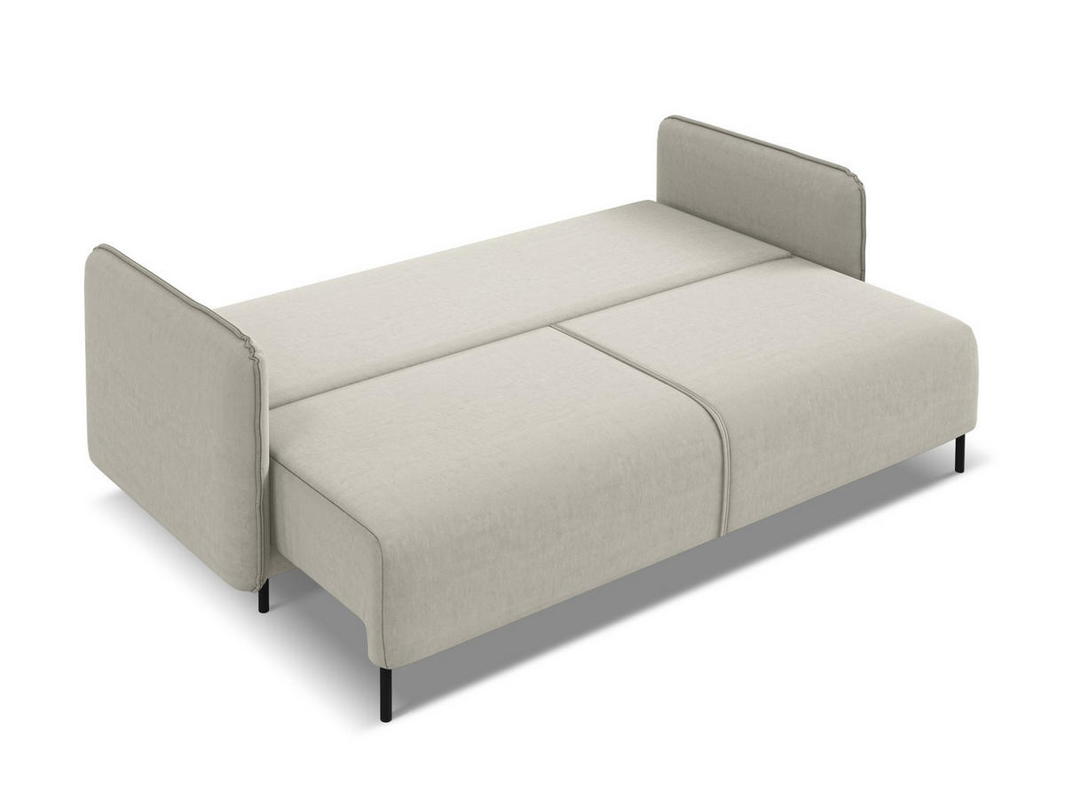 3-SITZER SOFA mit Schlaffunktion Samt Stoff Creme - Perlmutt/Creme, Holz/Textil (226/90/92cm) - Makamii