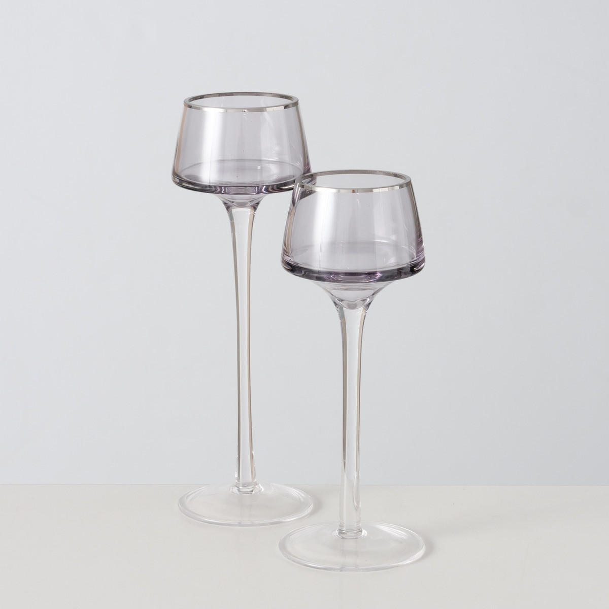 KERZENHALTER Glas Smola 20/23 cm 2er-Set - Transparent, Glas (7.5/23/7.5cm) - Boltze Home