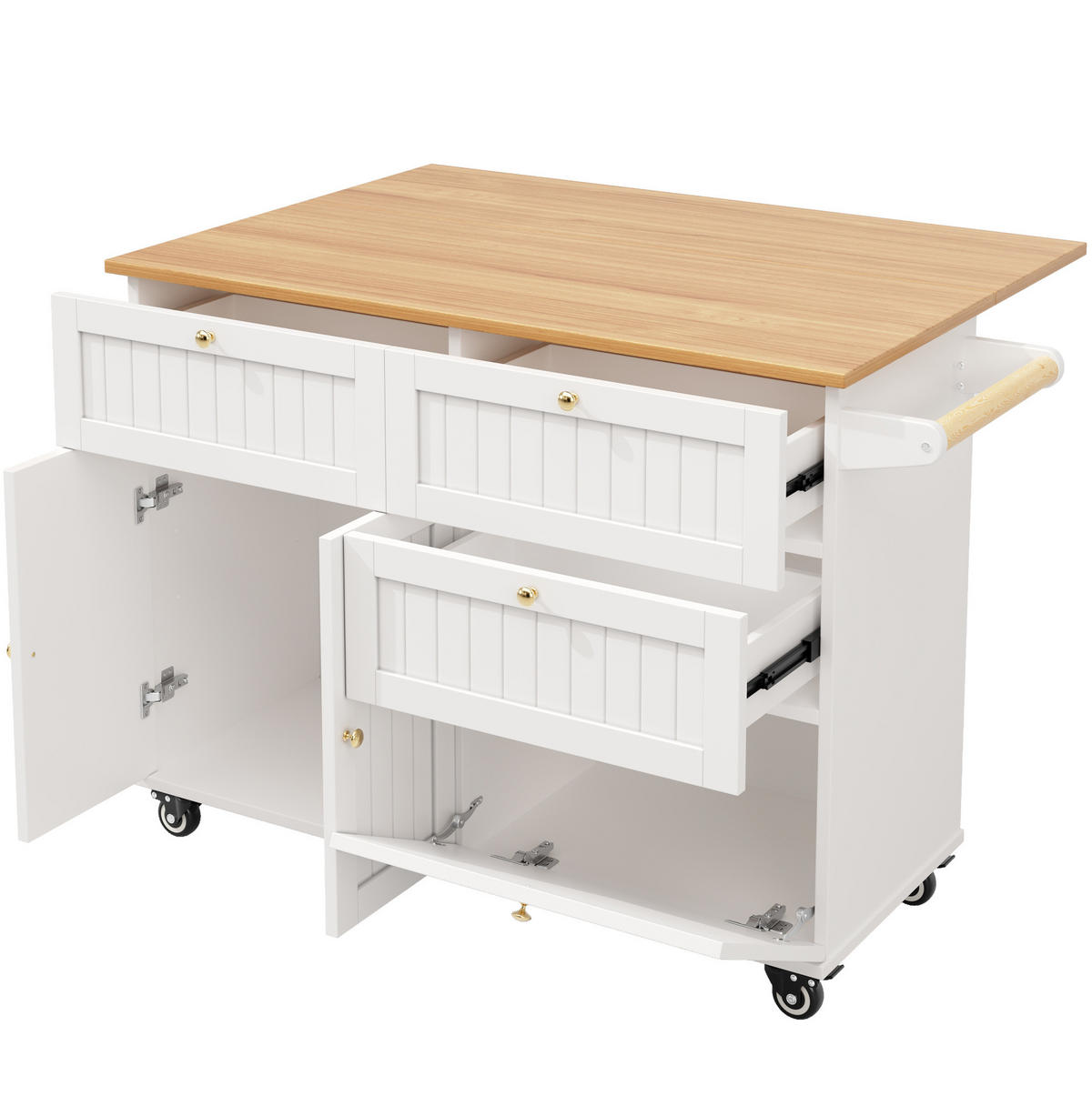 KÜCHENINSEL 133/37,3/88 cm aus MDF mit klappbarer Arbeitsplatte Weiß - Weiß, Holzwerkstoff (133/88/37cm) - Modenvie