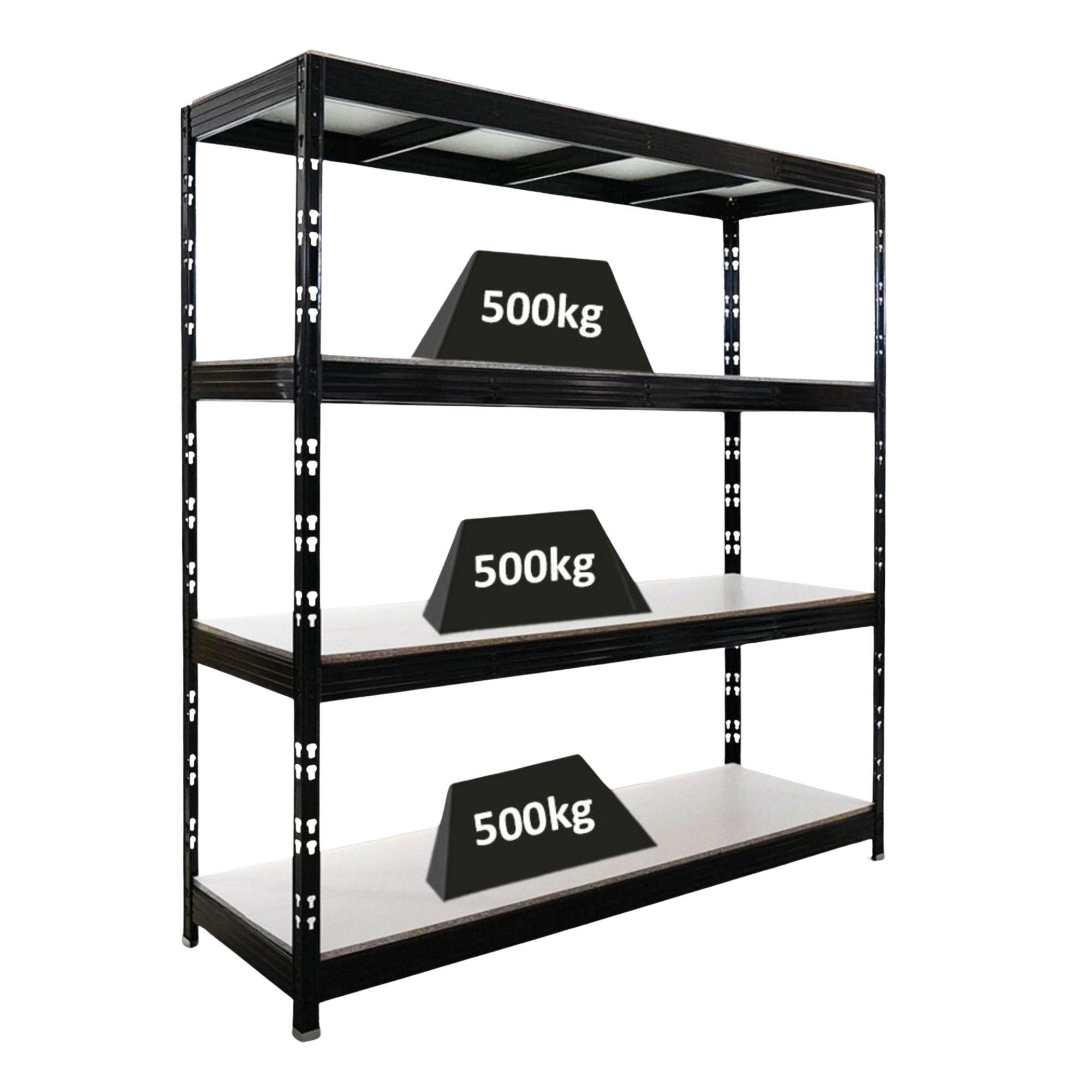 SCHWERLASTREGAL Rhino 200x200x60 cm 4 Melamin-Ebenen 16mm Fachlast 500 kg Schwarz - Schwarz, Metall (200/200/60cm) - PROREGAL