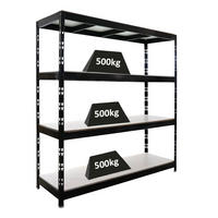 SCHWERLASTREGAL Rhino 200x200x60 cm 4 Melamin-Ebenen 16mm Fachlast 500 kg Schwarz - Schwarz, Metall (200/200/60cm) - PROREGAL