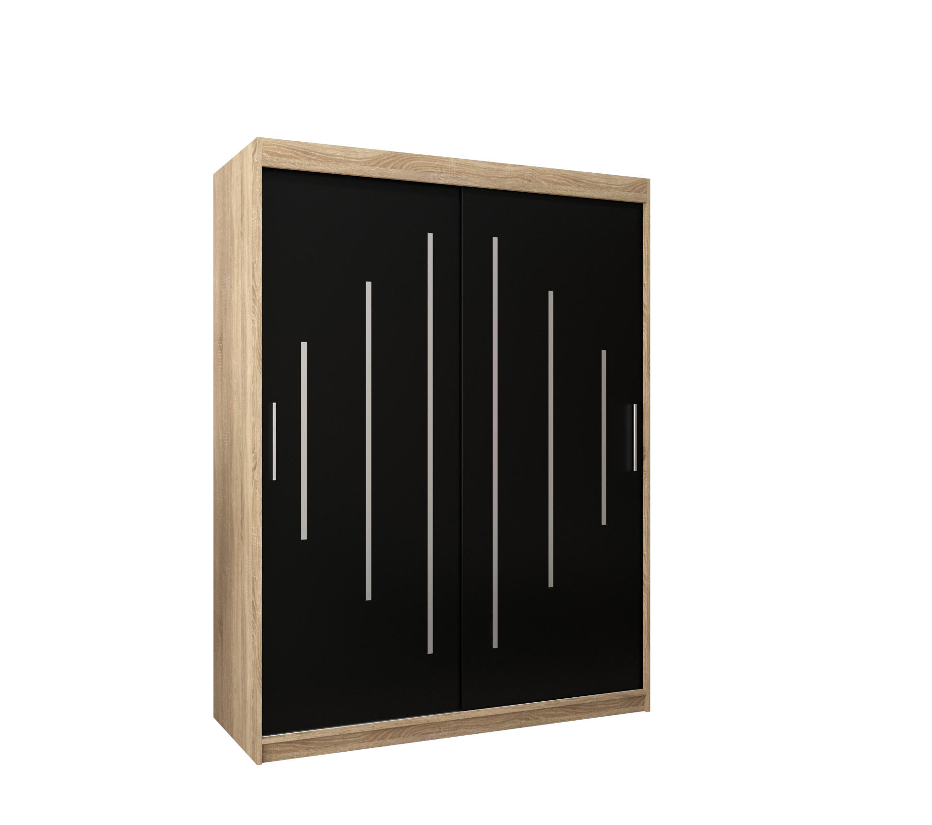 SCHWEBETÜRENSCHRANK 200/150/62 2-türig - Silberfarben/Schwarz, Holz/Kunststoff (150/200/62cm) - Abiks Möbel