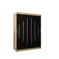 SCHWEBETÜRENSCHRANK 200/150/62 2-türig - Silberfarben/Schwarz, Holz/Kunststoff (150/200/62cm) - Abiks Möbel