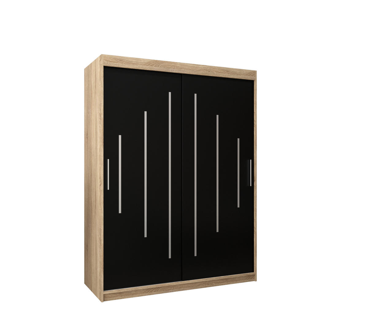 SCHWEBETÜRENSCHRANK 200/150/62 2-türig - Silberfarben/Schwarz, Holz/Kunststoff (150/200/62cm) - Abiks Möbel