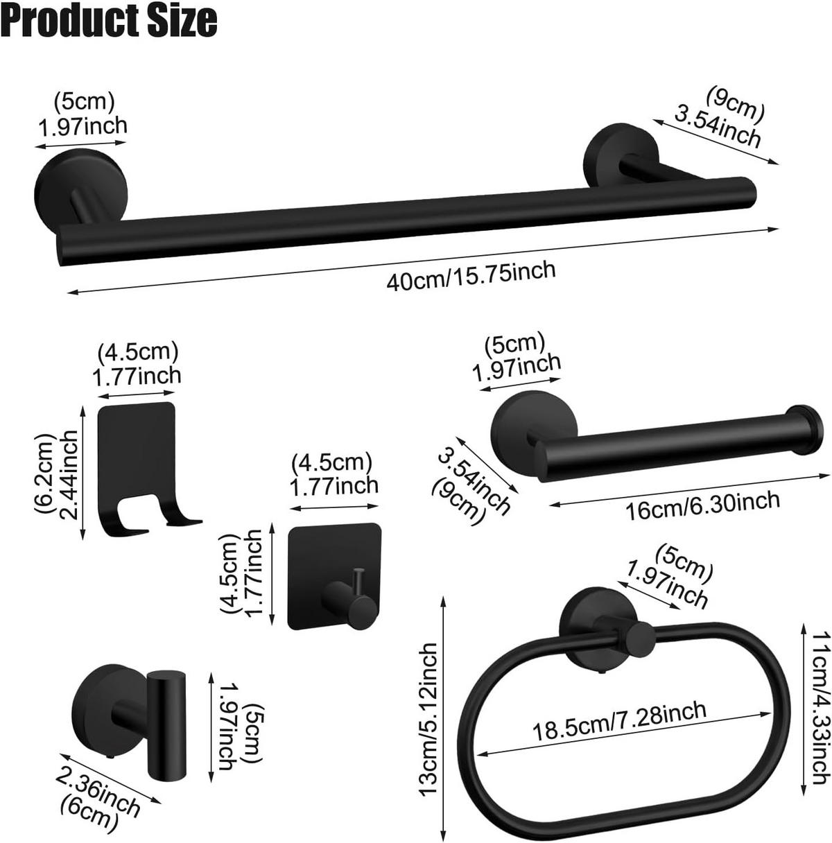 BADEZIMMER-REGAL-SET, schwarz, 42/18/6 cm - Schwarz, Metall (18/6/42cm)