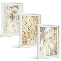 BILDER SET 3er Set - 40x60 cm Weißer Rahmen - Abstrakte Muster in Beige und Grau - Weiß, Kunststoff (40/60cm) - TULUP
