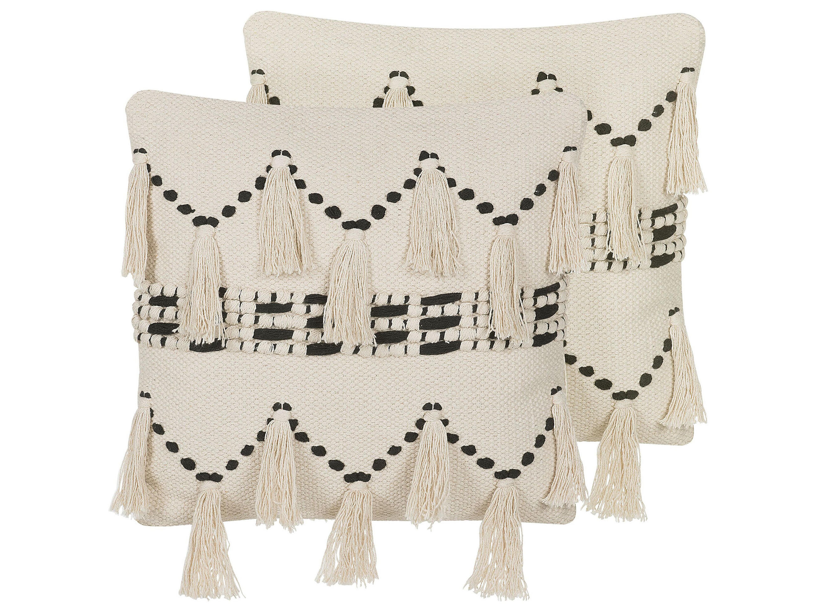 DEKOKISSEN 2er-Set Hellbeige 45/45 cm Thondi - Beige, Naturmaterialien/Textil (45/45cm) - Beliani