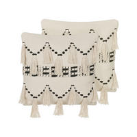 DEKOKISSEN 2er-Set Hellbeige 45/45 cm Thondi - Beige, Naturmaterialien/Textil (45/45cm) - Beliani