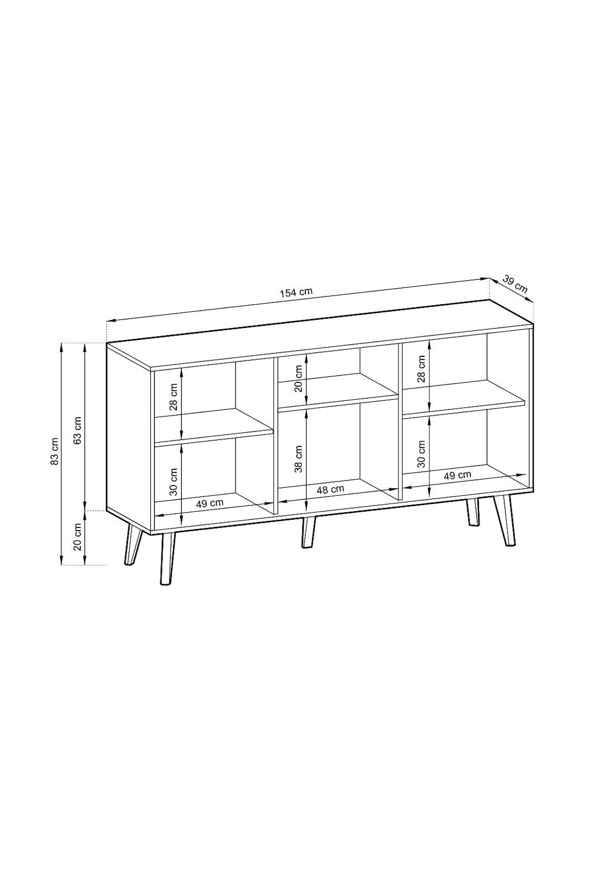 KOMMODE WILLOW K-154 – 154 cm, Metallfüße, Push-to-Open, Eiche Artisan - Schwarz/Braun, Holzwerkstoff/Kunststoff (154/83/39cm) - DomoHome