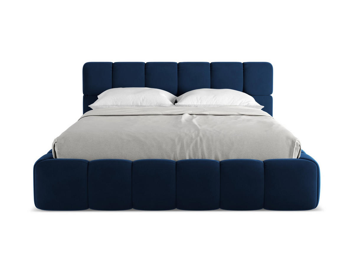 POLSTERBETT mit Bettkasten und Lattenrost 180x228 Blau - Blau/Schwarz, Kunststoff/Textil (160/200cm) - Makamii