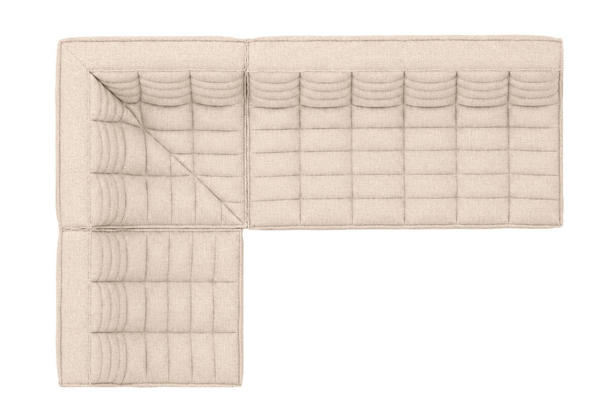 ROHOVÁ SEDAČKA modulární ve tvaru L, plyšová tkanina Pop, Krémová, Levá strana, LAZY L Mini - krémová, dřevo (253/173cm) - Kaiser Möbel