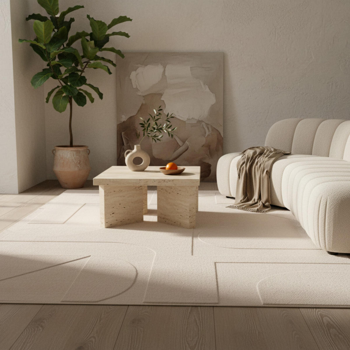 TEPPICH Waschbar Scandi Modern Schlafzimmer Strapazierfähig Creme 140x200 cm OEKO-TEX – LAVAREDO - Beige, Textil (140/200cm) - KADIMA DESIGN