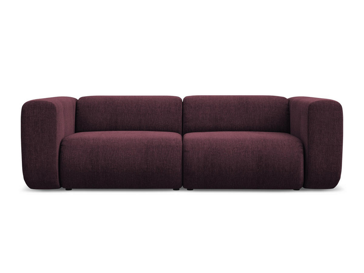 3-SITZER SOFA Chenille Stoff Rot - Rot/Weinrot, Kunststoff/Textil (228/70/89cm) - Makamii