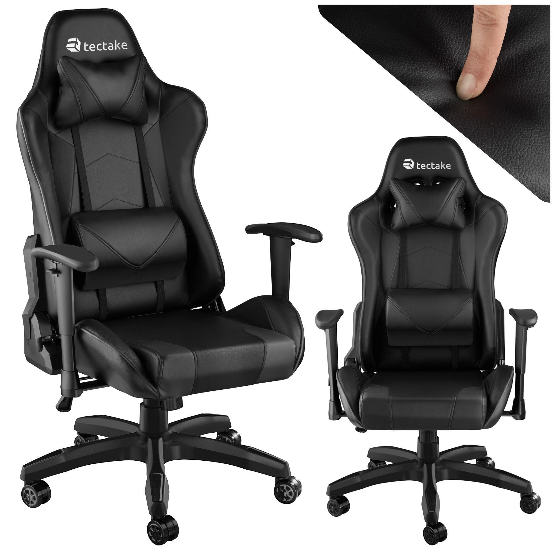 RACING-GAMINGSTUHL Twink,Belastbarkeit 120 kg,schwarz - Schwarz, Textil (68/125/69cm) - tectake