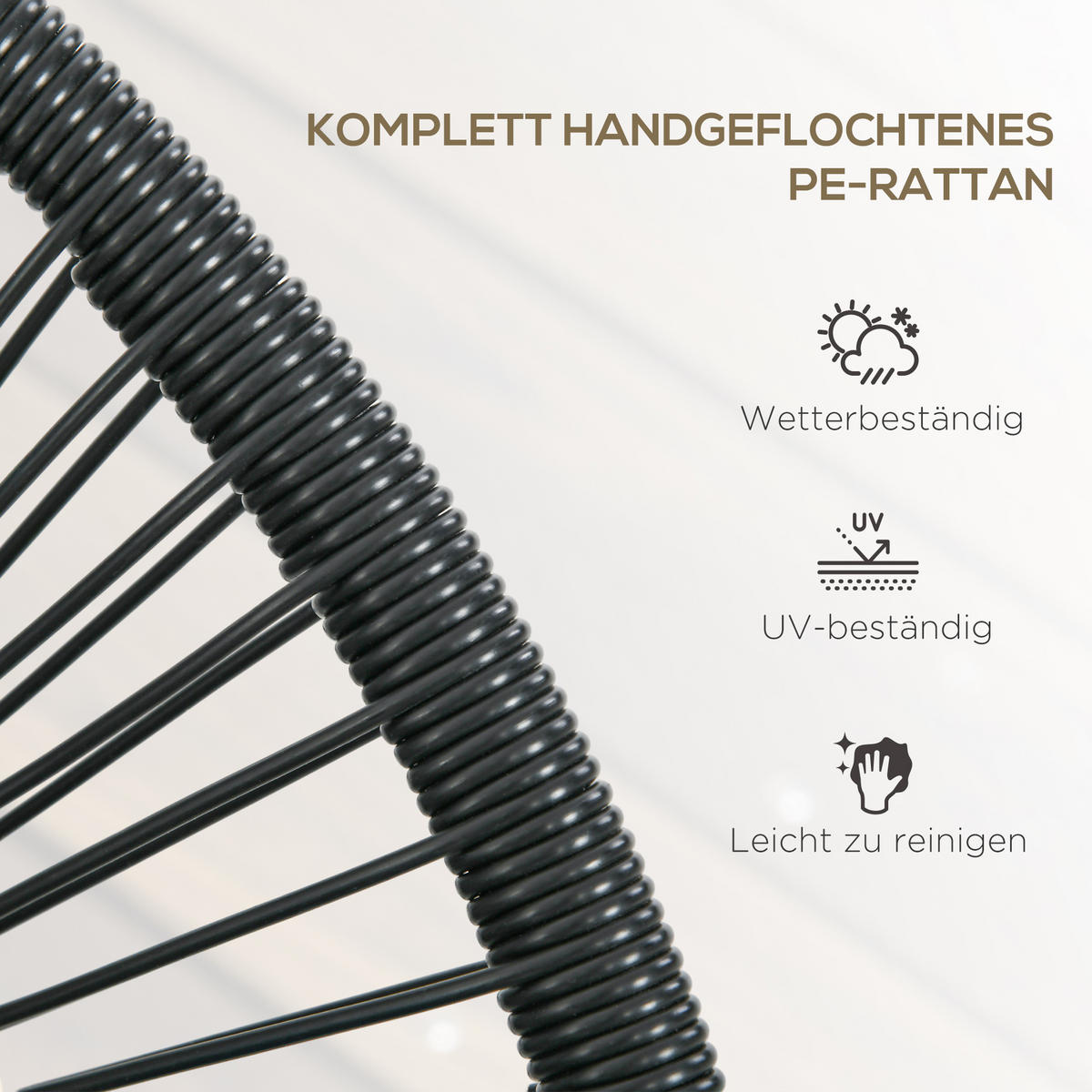 RATTAN-STUHL Schwarz 132.0/72.0/83.0cm - Schwarz, Metall (72/83/132cm)