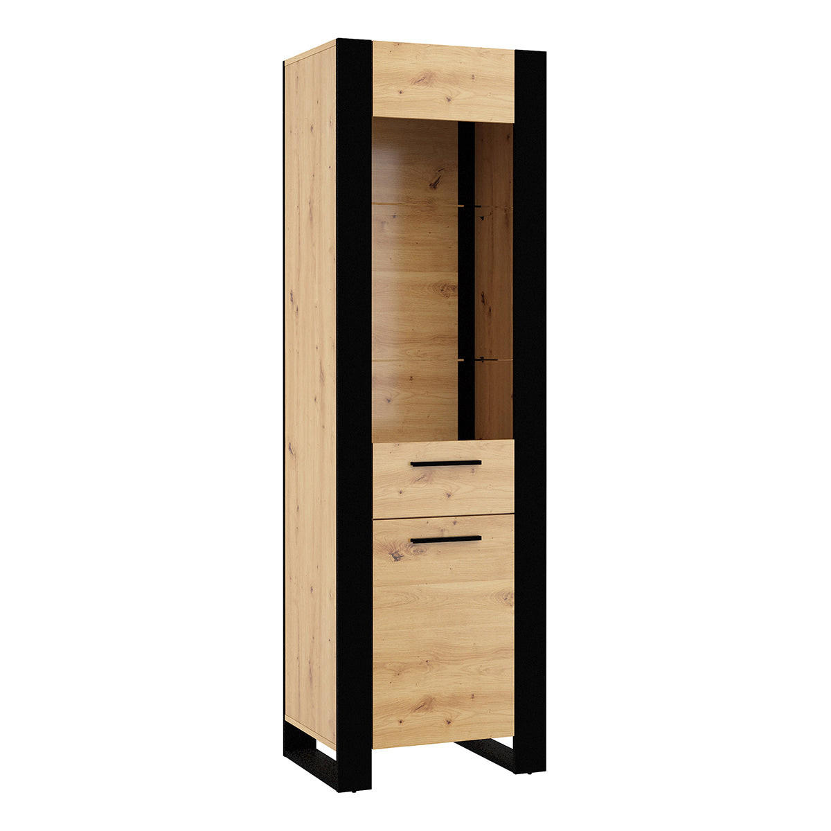 VITRINE Nouka Holz und Schwarz - Schwarz, Holzwerkstoff (58/188/45cm) - Petits-meubles
