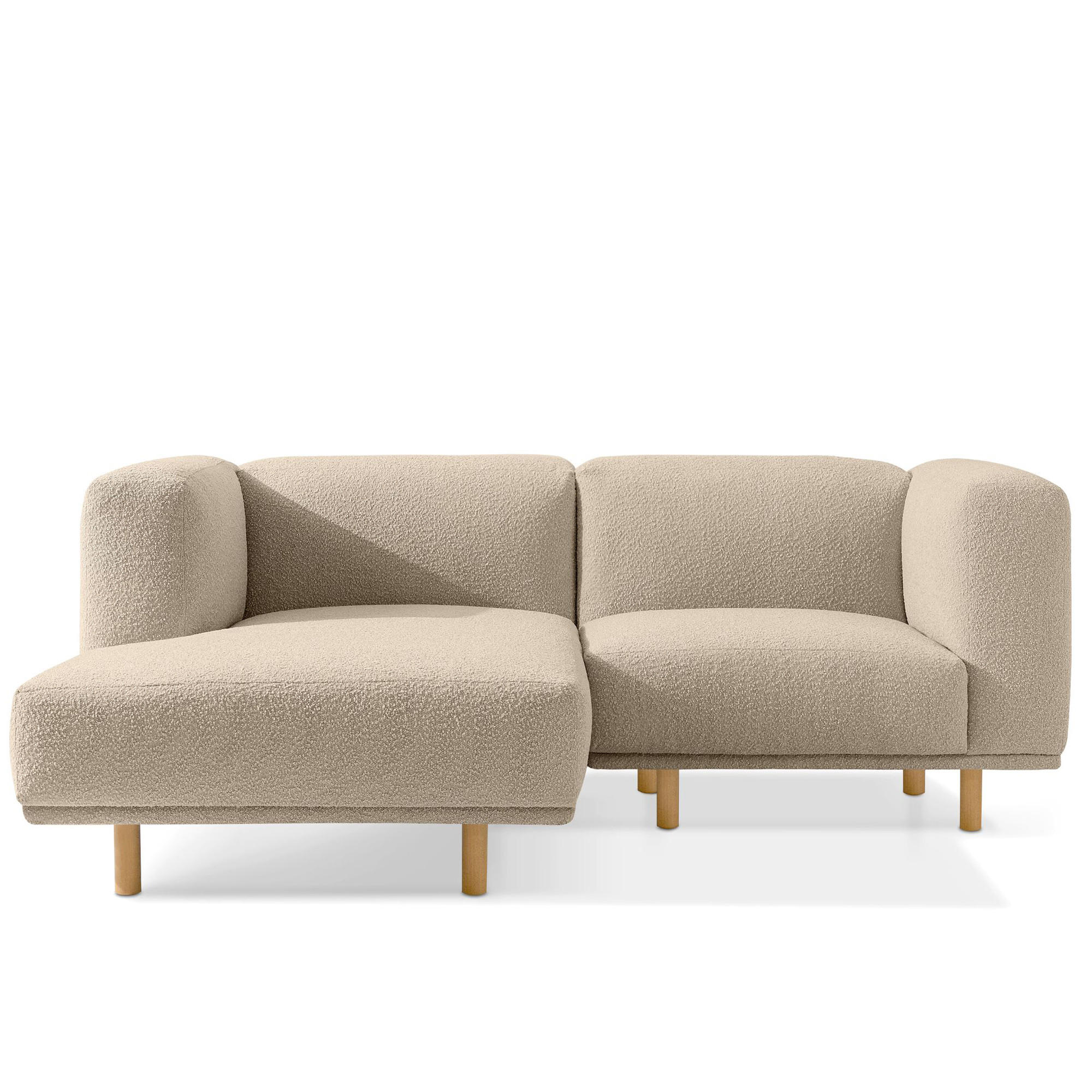 ECKSOFA-LINKS FOSERO, Bouclé - Buchefarben/Creme, Holz/Holzwerkstoff (204/155cm) - KONSIMO®