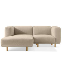 ECKSOFA-LINKS FOSERO, Bouclé - Buchefarben/Creme, Holz/Holzwerkstoff (204/155cm) - KONSIMO®