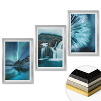 WANDBILDER 3er Set - 40x60 cm Silberner Rahmen - Winterlandschaften mit Wasserfällen - Silberfarben, Kunststoff (40/60cm) - ArtPrintCave