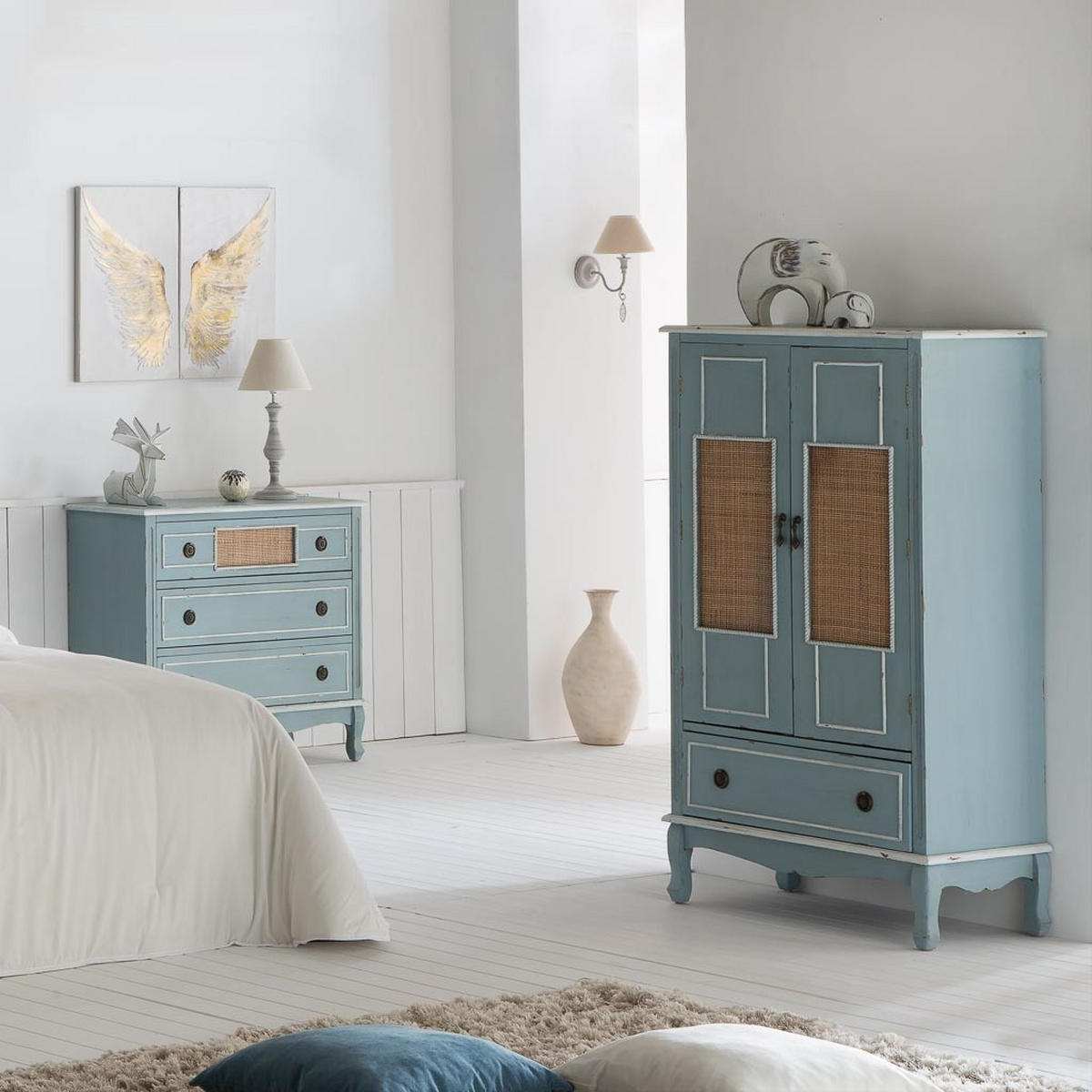 SCHRÄNKE aus Holz 80x42x138 cm - Blau, Holz (80/138/42cm) - Wanderlust