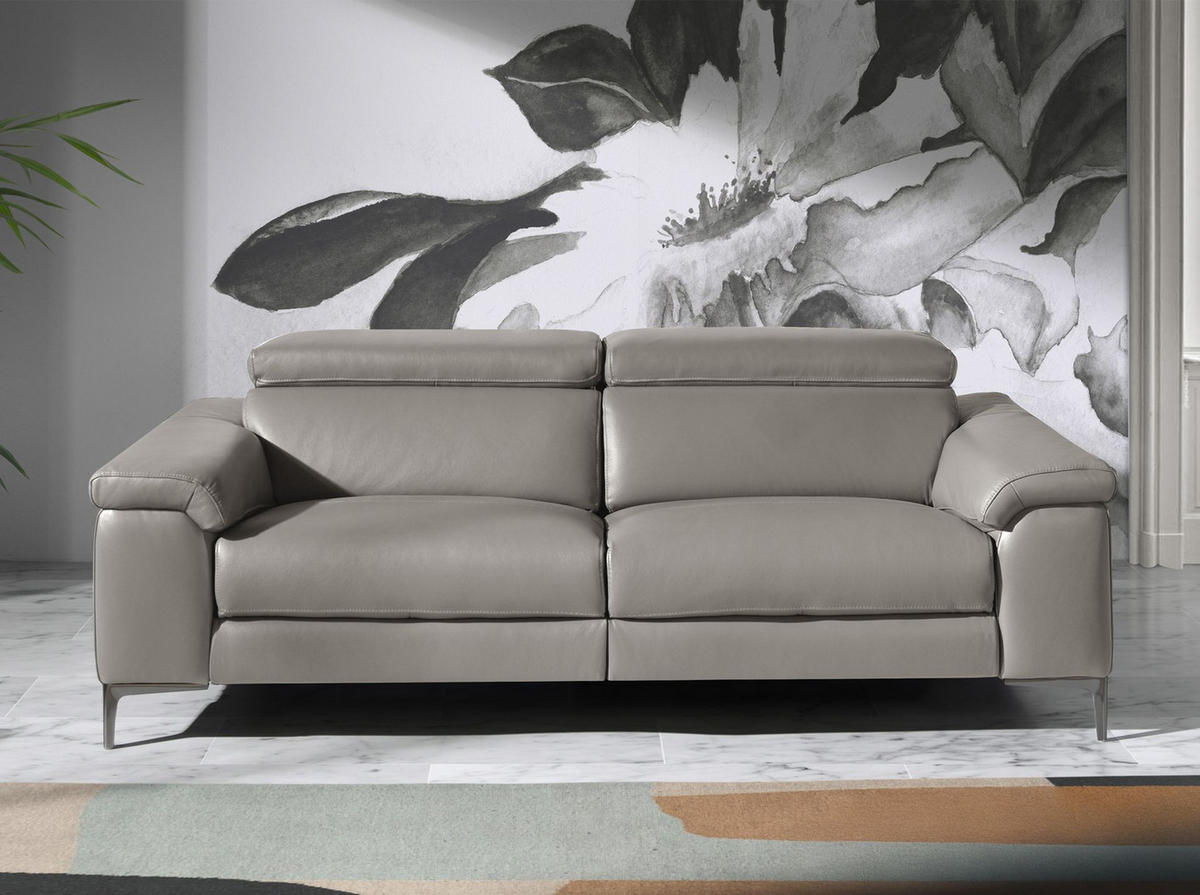 SOFA 3-sitzer relaxsofa aus dunkelgrauem leder 214/102/97 cm - Dunkelgrau/Grau, Leder (214/97/102cm) - ANGEL CERDA