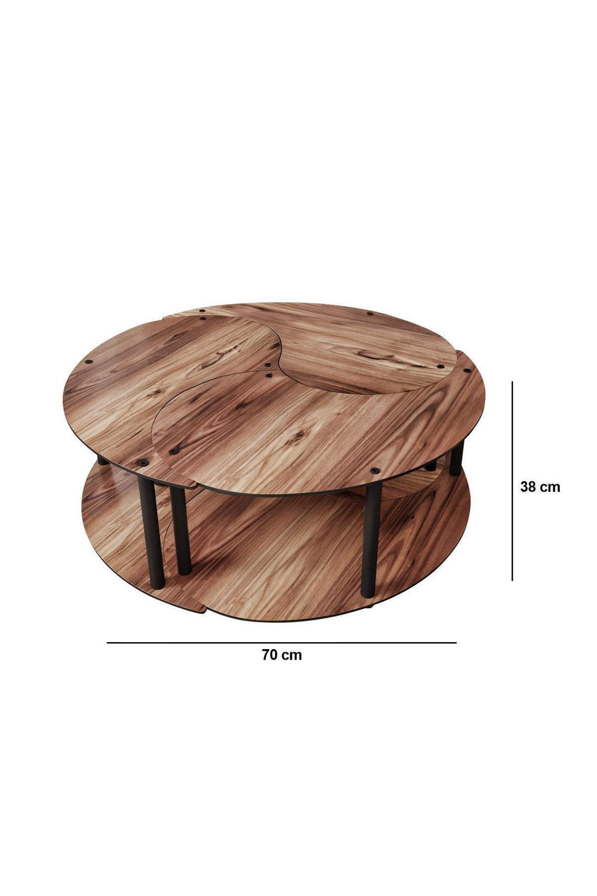 COUCHTISCH yin Braun - Braun, Holz (70/70/38cm) - Habitat Garten