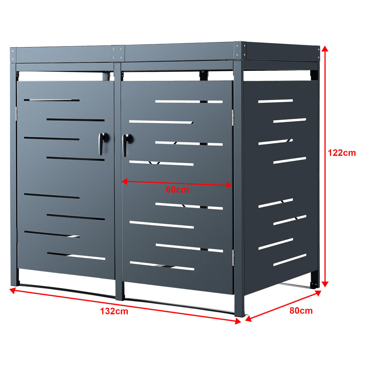 MÜLLTONNENBOX Salching - Anthrazit, Metall (132/122/80cm) - [en.casa]