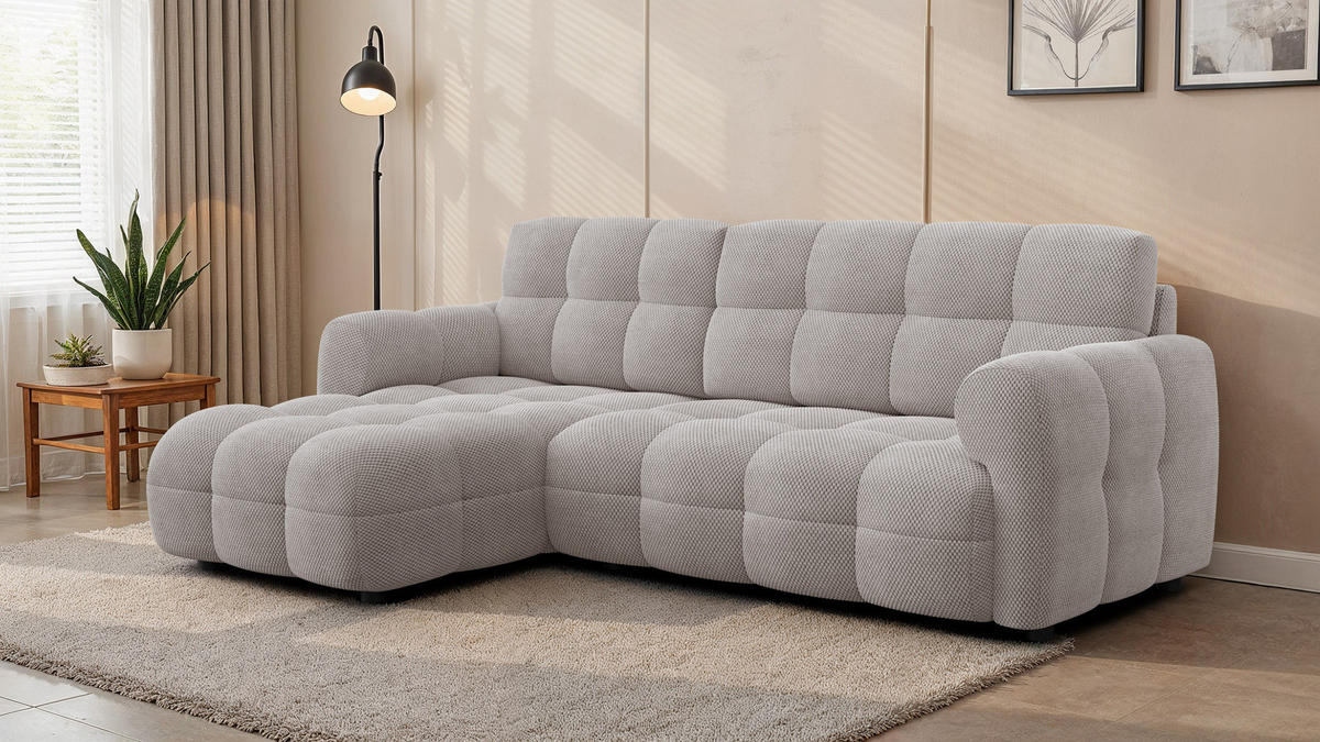 ECKSOFA MELLOW 3-Sitzer, beige - Beige/Schwarz, Holz/Textil (232/156cm) - Courtois Laville