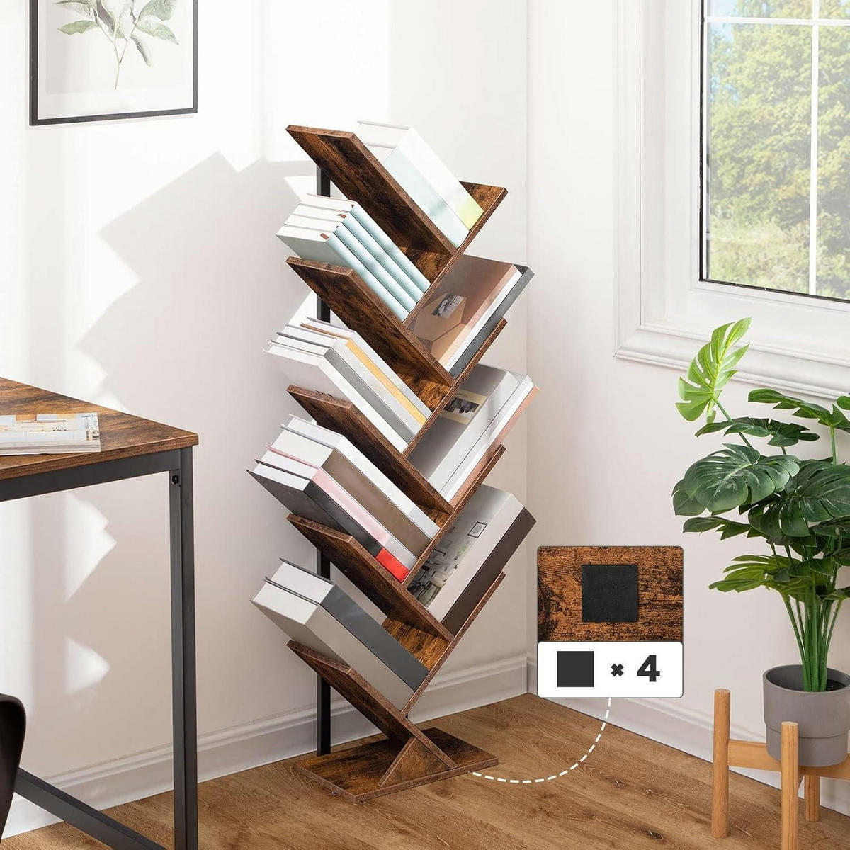 BÜCHERREGAL Baumform Vintagebraun 34 x 20 x 116 cm - Braun, Holzwerkstoff (113.5/30/18.5cm)