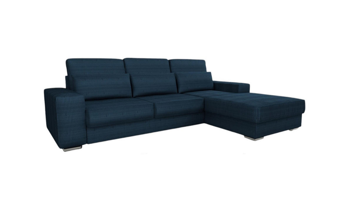 ECKSOFA Nevio In Scala - Dunkelblau, Holzwerkstoff/Textil (312/202cm) - Fun Möbel