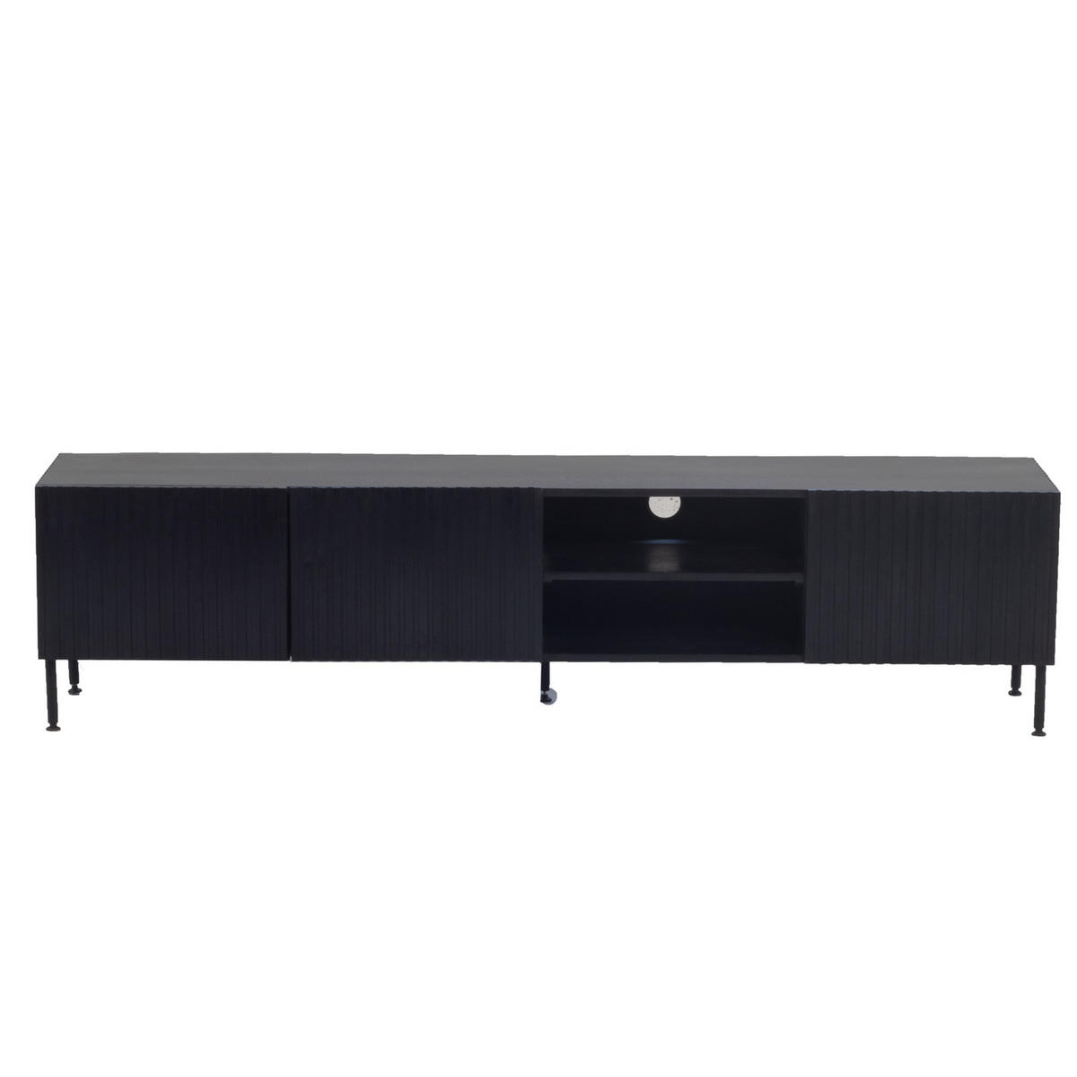 TV-MÖBEL aus Metall/Holz 200cm, schwarz - Schwarz, Holz (200/50/40cm) - Giga Meubel