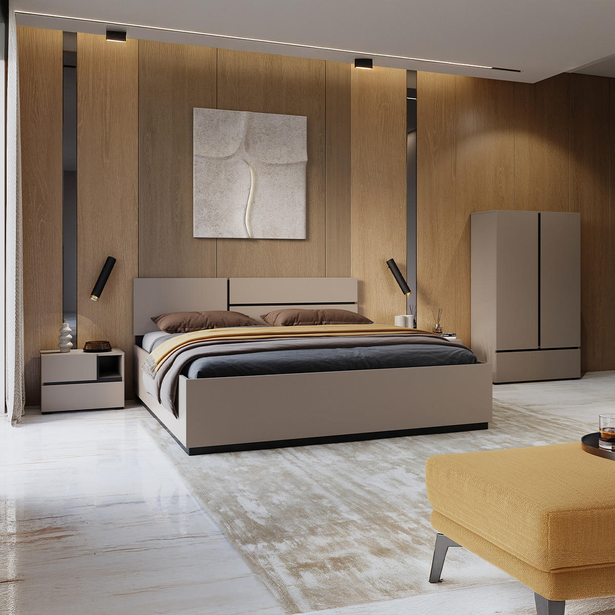 BOXSPRING POSTEL 180/200 Lilia Krtek - šedohnědá, kompozitní dřevo (180/200cm) - Petits-meubles