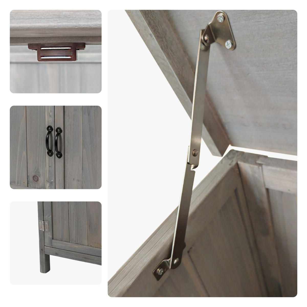 GARTENSCHRANK Grau Holz 88x75x44 cm - Grau, Holz/Papier (75/88/44cm) - Relaxdays