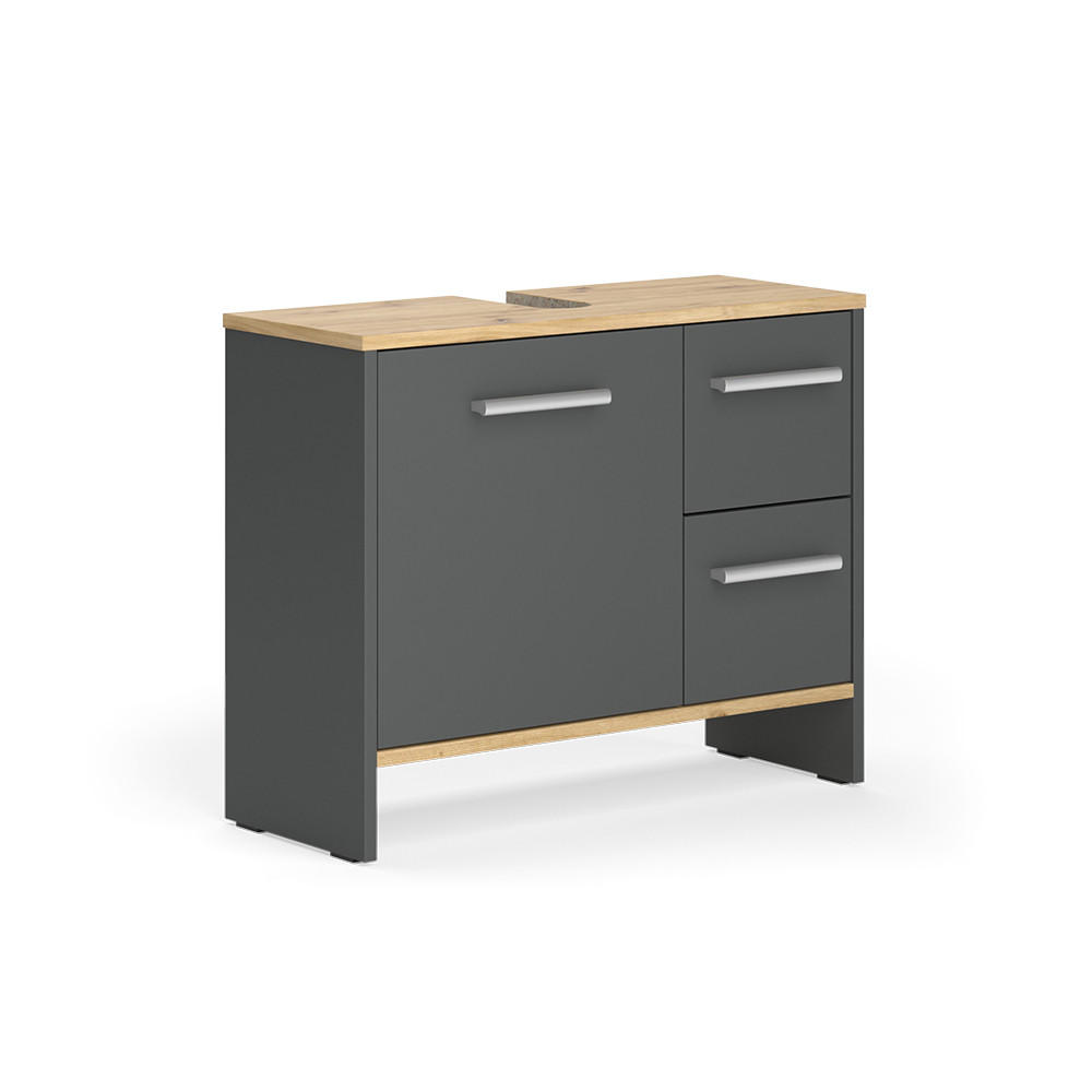 DISKBÄNKSSKÅP Karli antracit 70.2x57 cm med 2 lådor och 1 dörr 57/70.2/27.9 cm