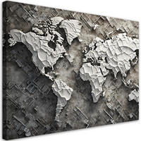 WANDBILD graue weltkarte 3d - Grau, Textil (60/40cm) - Feeby