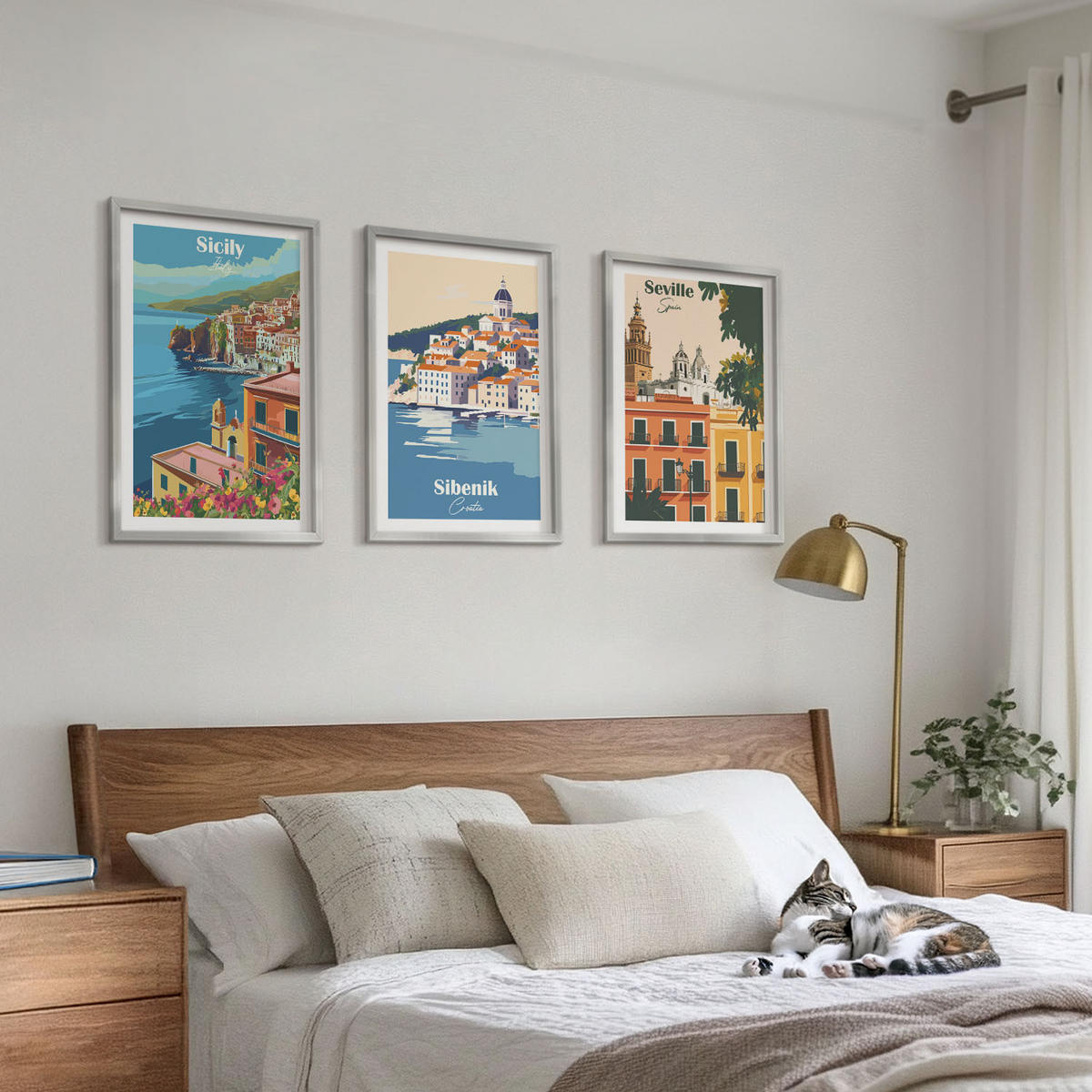 WANDBILDER 3er Set - 40x60 cm Silberner Rahmen - Stadtlandschaften mit Gebäuden - Silberfarben, Kunststoff (40/60cm) - ArtPrintCave