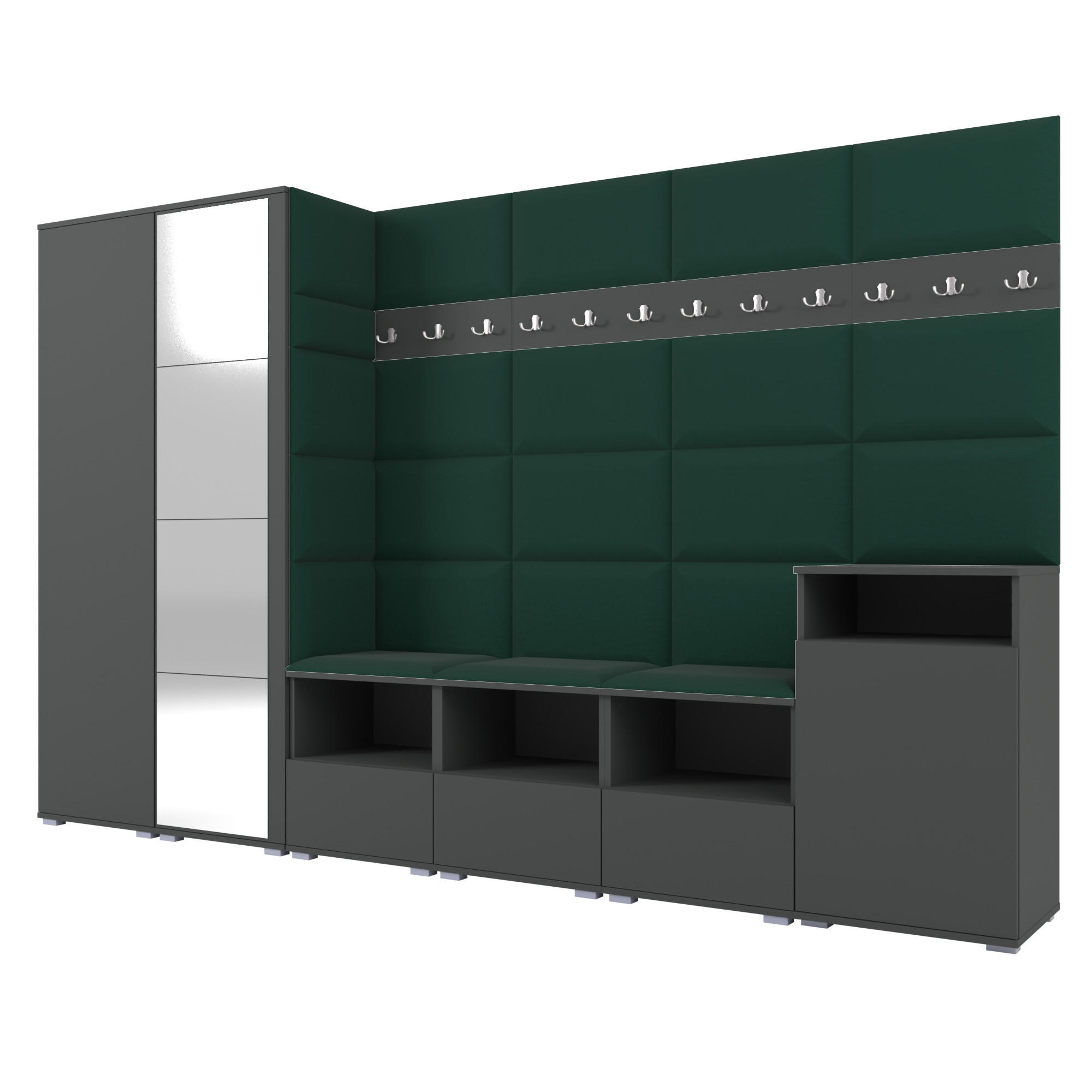 Ravio Garderobe Graphit, Dunkelgrün 300x187x40 cm