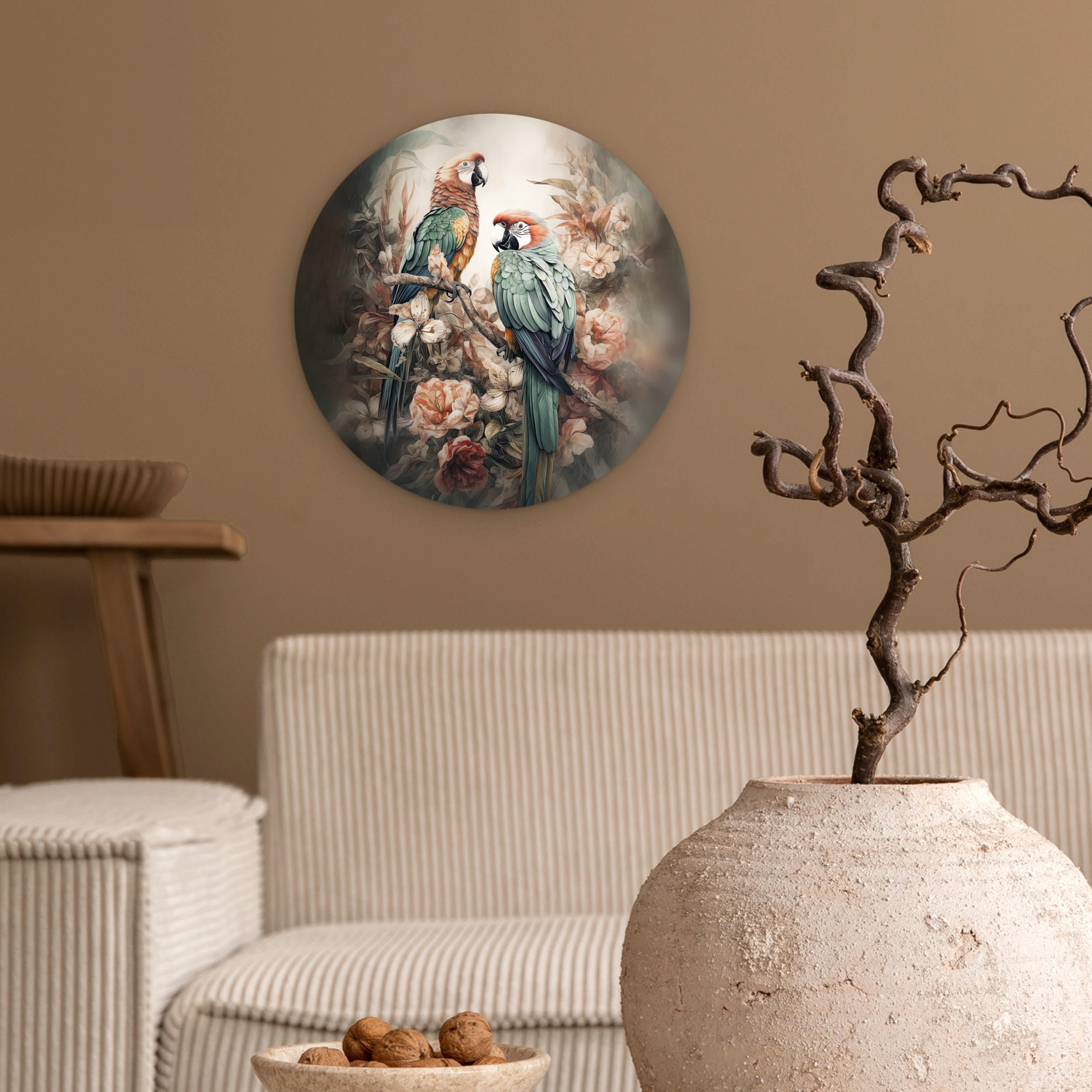 WANDBILD Papageien - Vögel - Natur - Blumen 30x30 cm - Baltimorefarben, Kunststoff (30/30cm) - MuchoWow