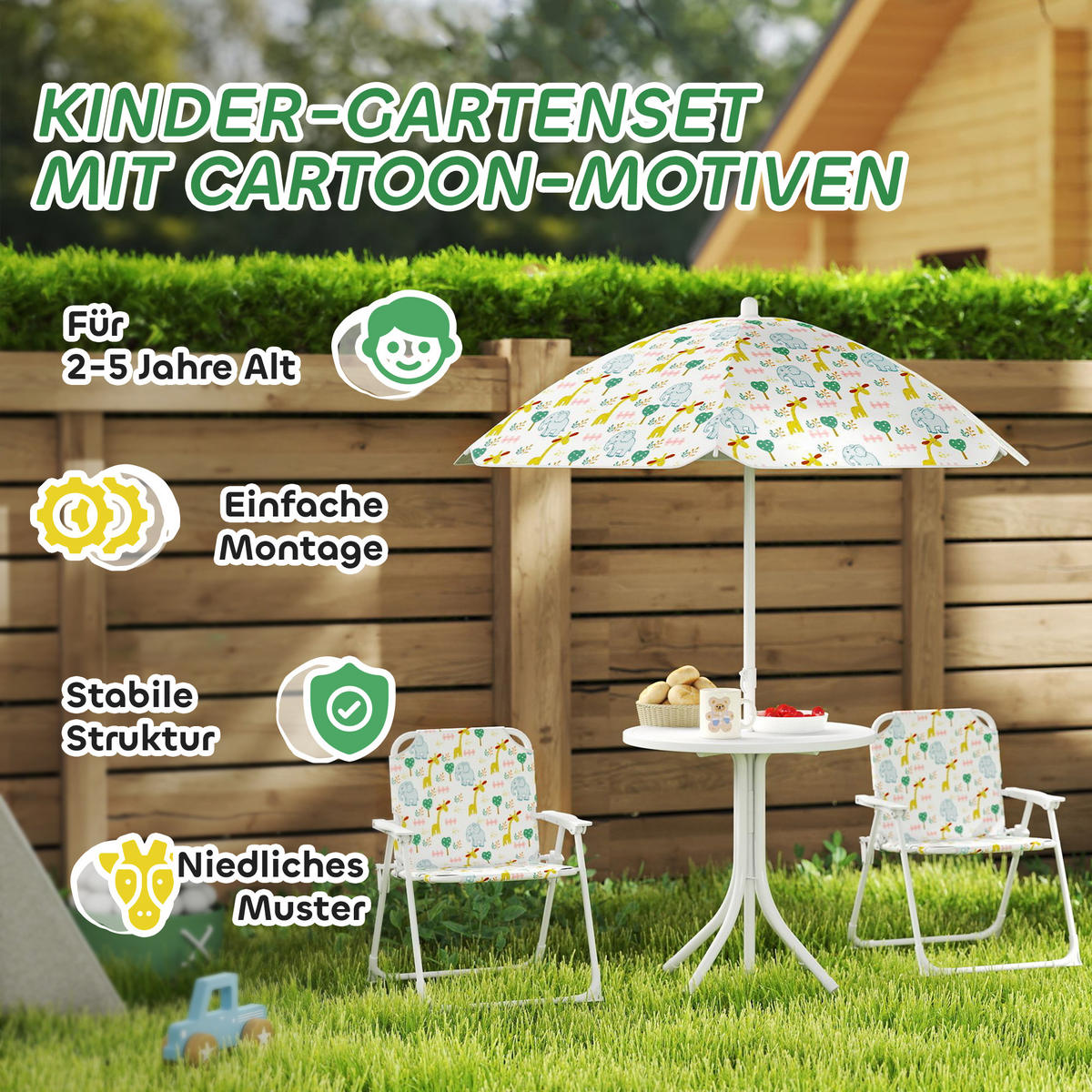 GARTEN-KINDERSITZGRUPPE, Weiß, Stahl, Polyester - Weiß, Metall - AIYAPLAY