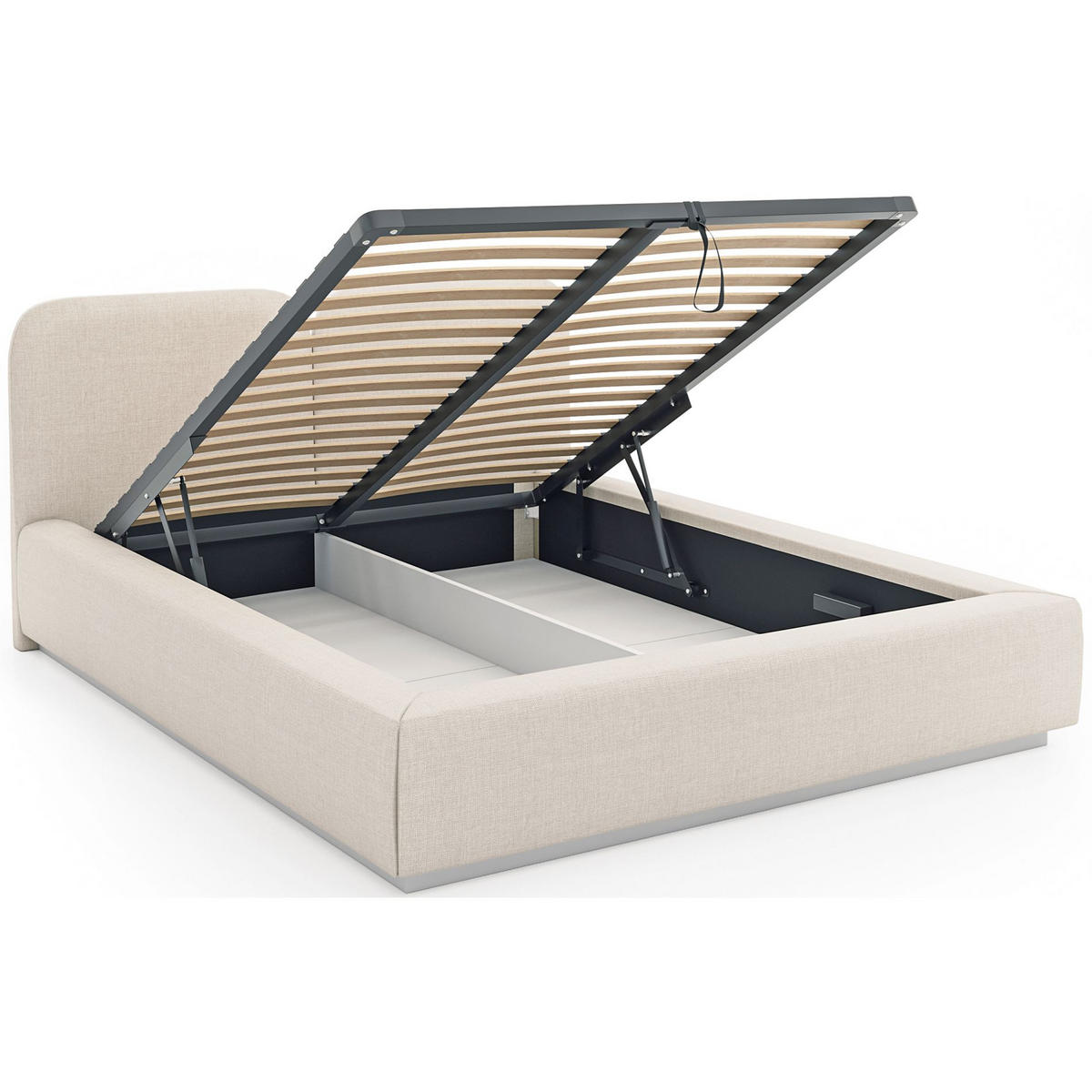 POLSTERBETT Comoves 180x200 Creme mit Chenillebezug und Bettkasten - Creme, Textil (180/200cm) - Selsey