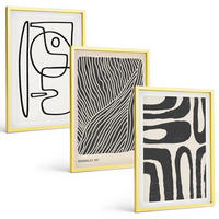 BILDER SET 3er Set - 40x60 cm Goldrahmen - Abstrakte Muster, Linien, Texturen - Goldfarben, Kunststoff (40/60cm) - TULUP