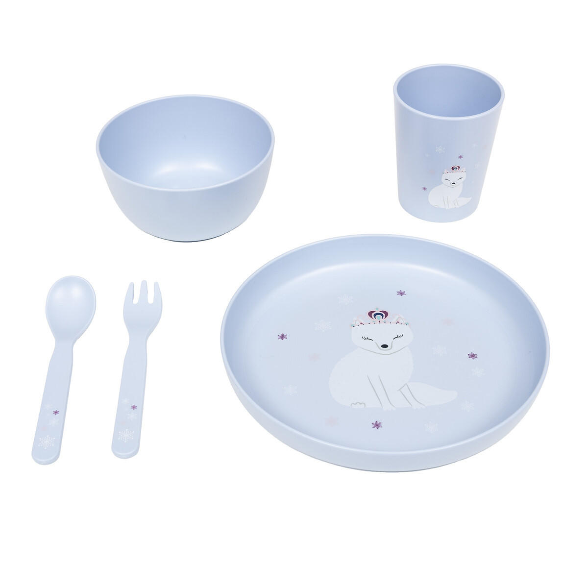 GESCHIRR-SET für Kinder Winter Fox Blau 26/10/19 cm - Blau, Kunststoff (10/19/26cm) - Atmosphera for kids