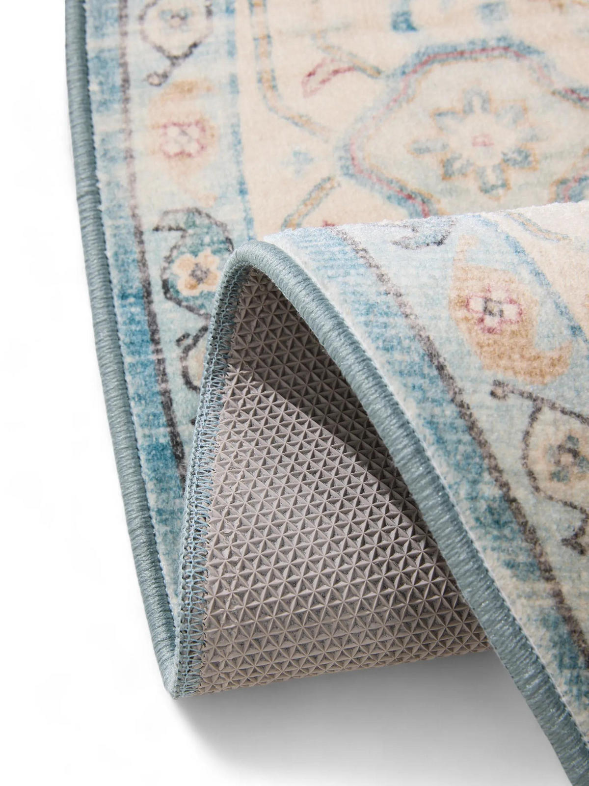 VINTAGE-TEPPICH Miray waschbar ø 160 cm rund - Blau/Multicolor, Kunststoff (160/160cm) - benuta Nest