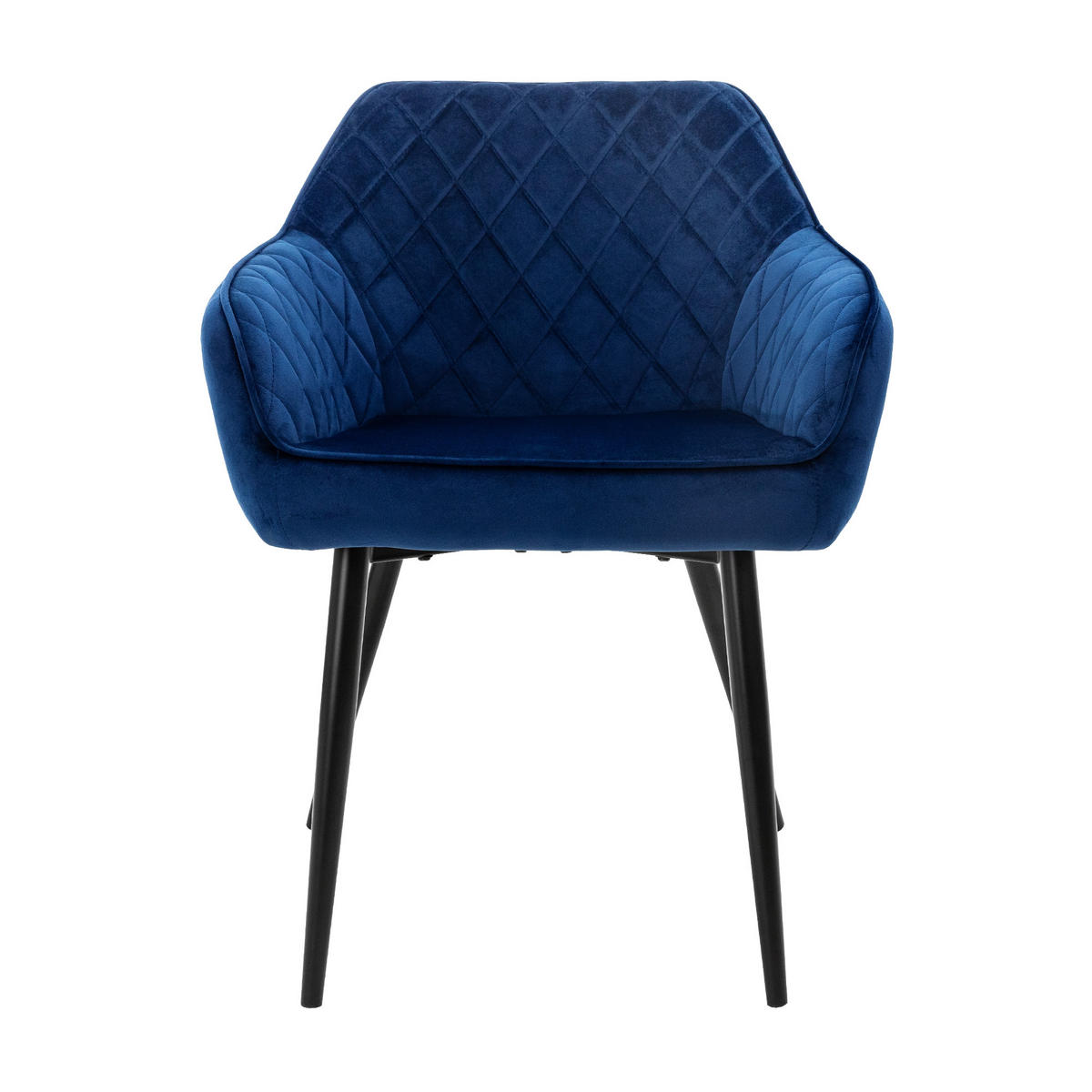 ESSZIMMERSTUHL Samt Dunkelblau 2er Set - Blau, Metall (63/80/60cm) - ML-DESIGN
