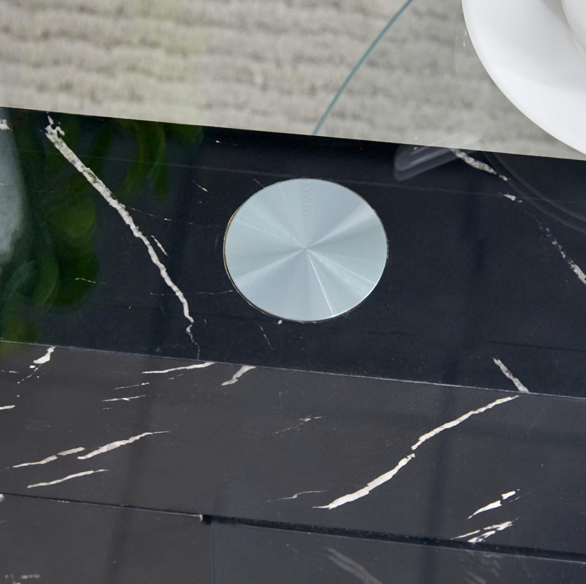 COUCHTISCH aus MDF und Glas Ø49,8/69,8 cm in Schwarz mit Ablagen - Schwarz, Glas (89.9/89.9/43.2cm) - Modfu
