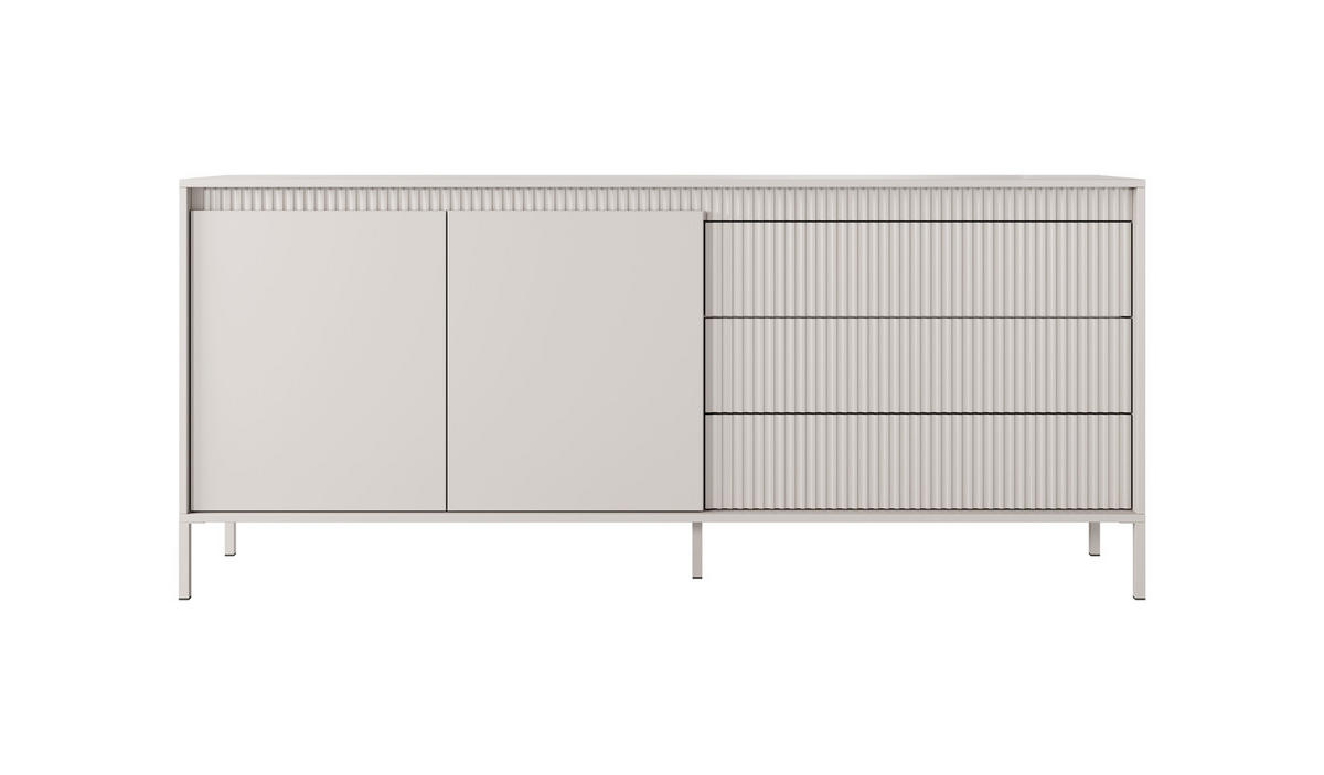 SIDEBOARD Ferrato C 187 cm Beige - mit 2 Türen und 3 geriffelten Schubladen rechts - Beige, Holz/Holzwerkstoff (187/81/39cm) - Ravio