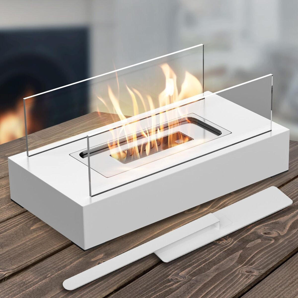 BIOETHANOL-KAMIN Weiß 35/15/18 cm - Weiß, Metall (18/15/35cm) - Authentics