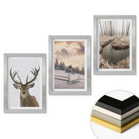WANDBILDER 3er Set - 20x30 cm Silberner Rahmen - Hirschhütte in Winterlandschaft - Silberfarben, Kunststoff (20/30cm) - ArtPrintCave
